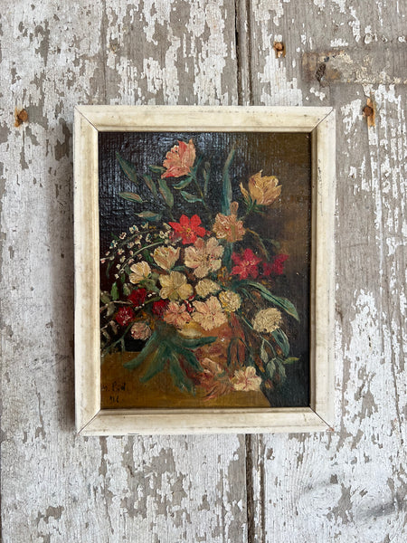 Beautiful Shabby Chic Framed Floral Oil