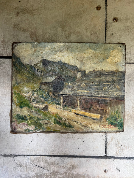 French Farm Landscape Oil Painting on Canvas