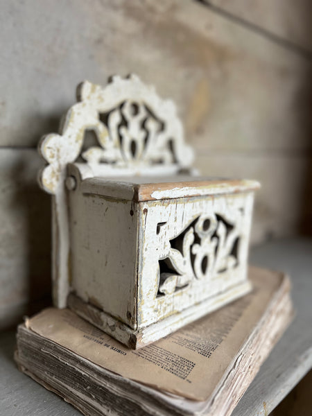 Folk art wooden salt box