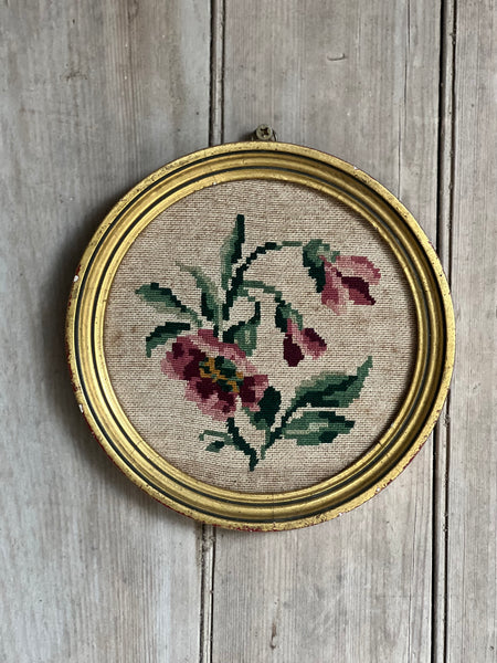 Vintage French Framed Embroidery