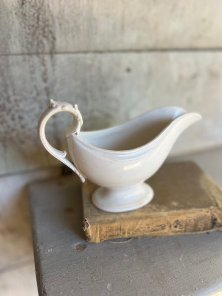 Beautiful Crisp White Vintage French Creil et Montreau Sauce Dish