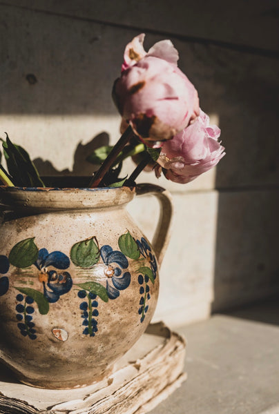 Painted Vintage French Handled Pot