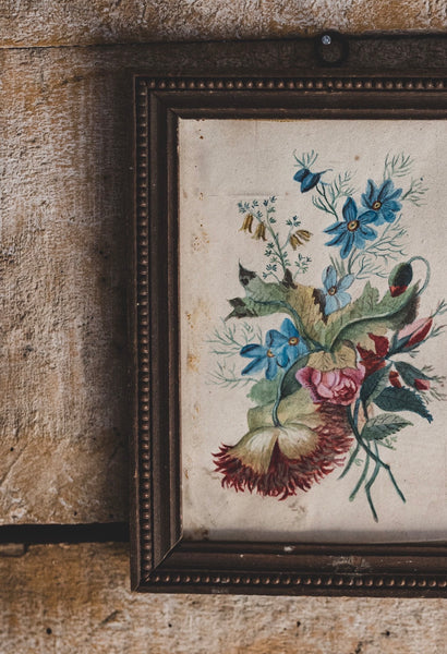 Sweet Framed French Vintage Painting