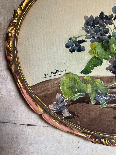 French Framed Vintage Floral Painting