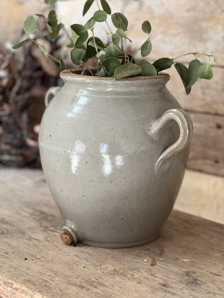 Large Handled French Confit Jar in Blue