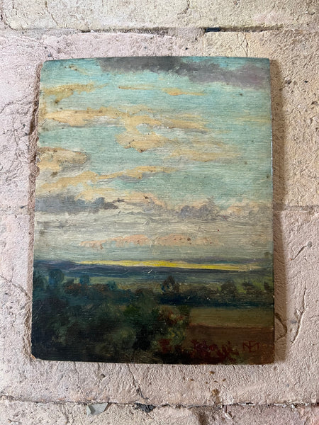 French Landscape Oil Painting on Board