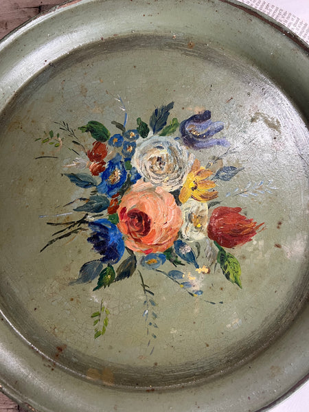 Vintage Hand Painted Floral Tray