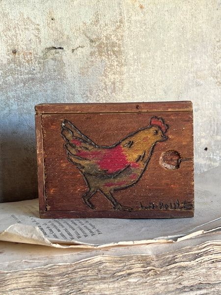 Sweet Chicken Folk Art Wooden Box