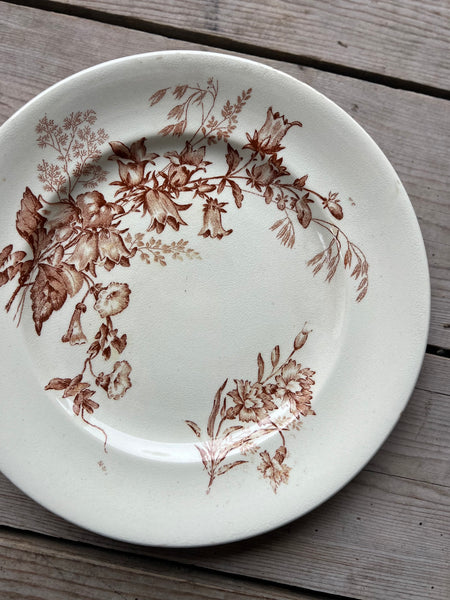 Brown Vintage Floral Plate