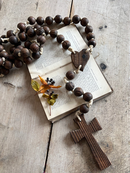 Huge French Vintage Dark Brown Rosary Beads