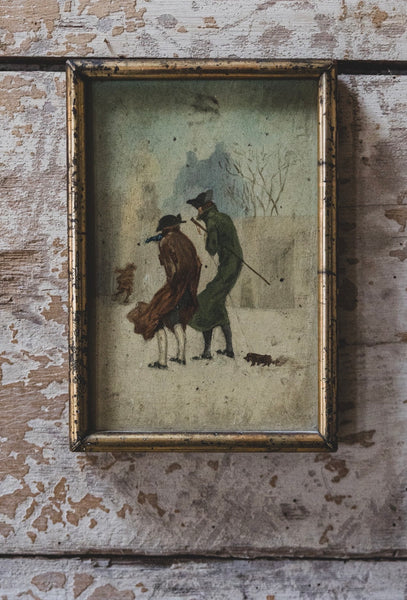 Sweet Antique Framed Cold Snap Painting