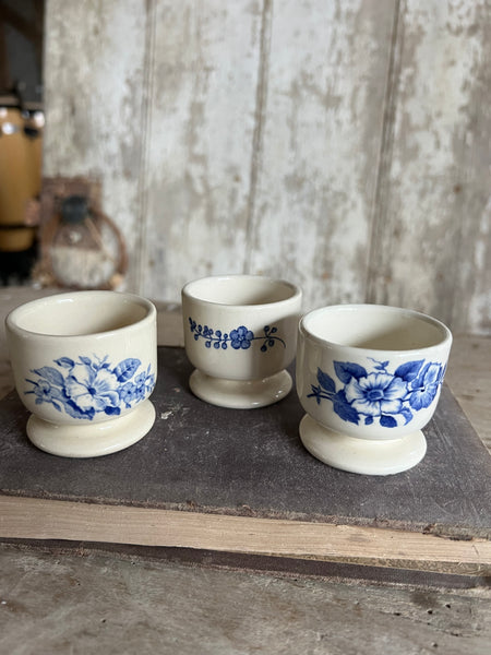 Trio of Vintage Transferware Eggcups