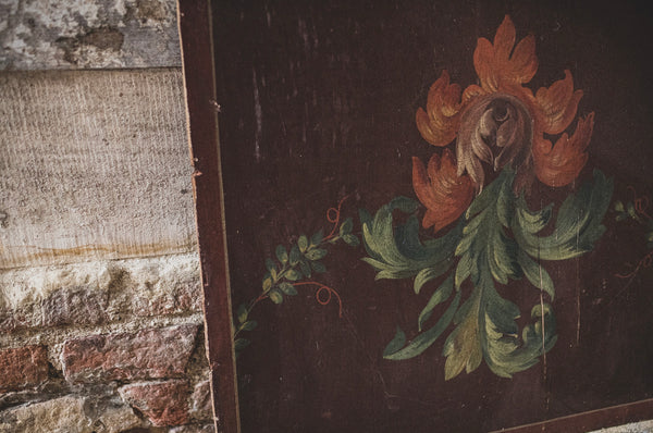 French Vintage Floral Painting on Board