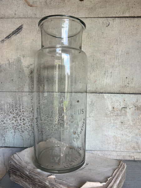 French Vintage Etched Glass Jar