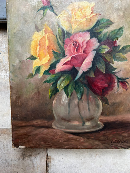 French Floral Oil on Canvas