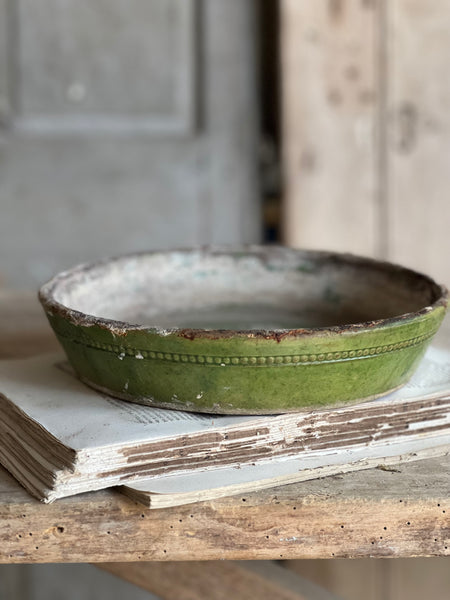 Antique Green Provençal Dish