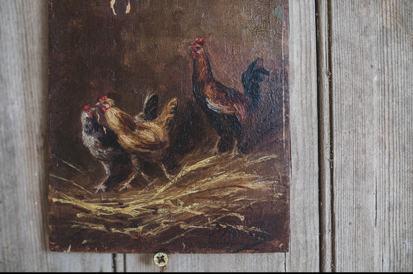 Small French Chicken Oil Painting