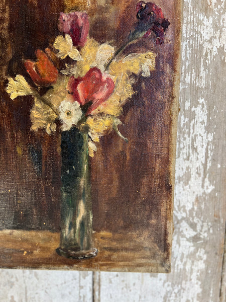 French Floral Oil on Canvas