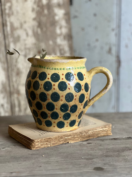 Vintage French Yellow & Blue Jug