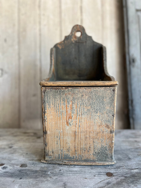 Folk art wooden salt box