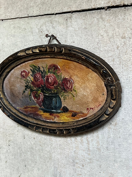 Small Framed French Floral Oil Painting