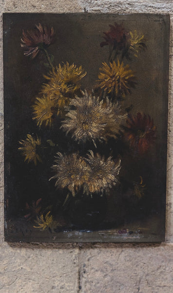 Beautiful French Floral Oil on Board