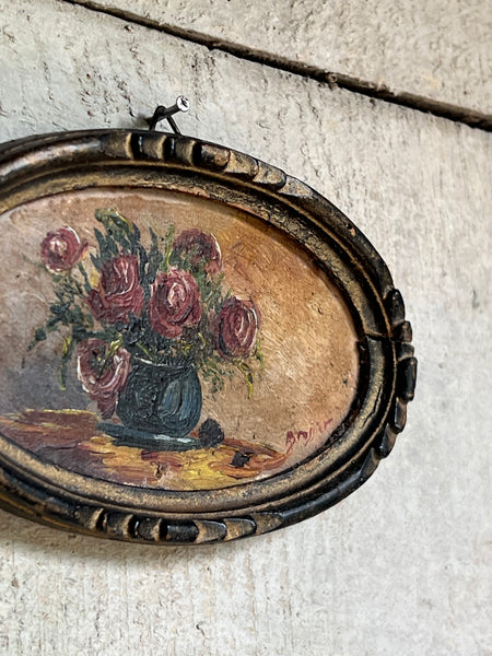 Small Framed French Floral Oil Painting