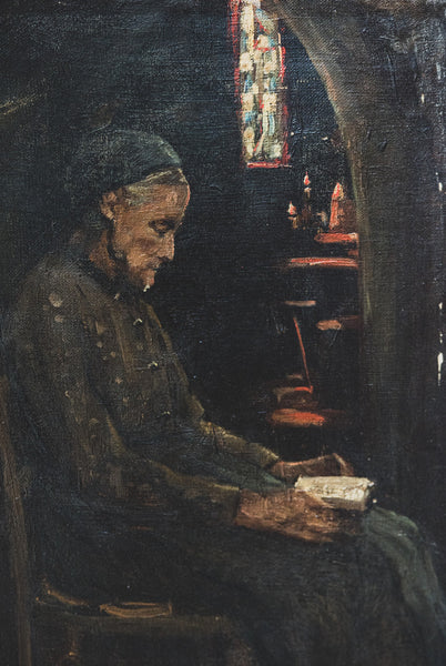 French Lady Oil Portrait on Canvas