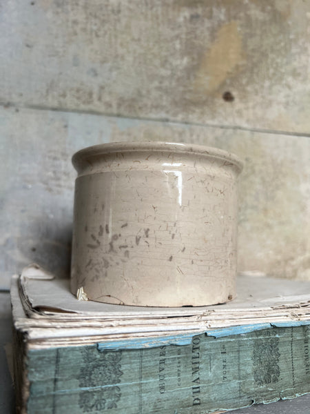 Small Heavily Crazed Antique Confiture Pot