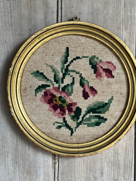 Vintage French Framed Embroidery