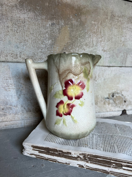 French Vintage Gorgeous Barbotine Jug