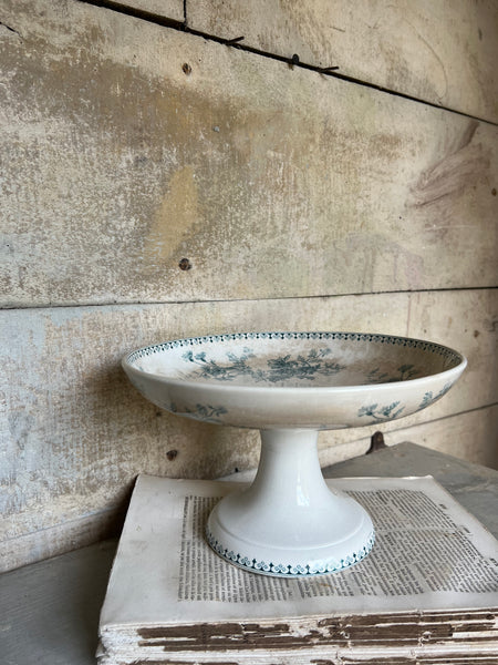 French Floral Transferware raised dish