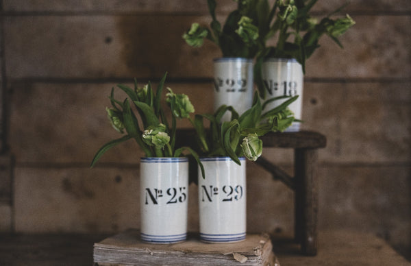 Antique Numbered Spongware Mugs