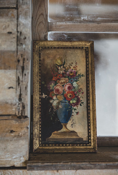 Beautiful French Floral Oil on Board