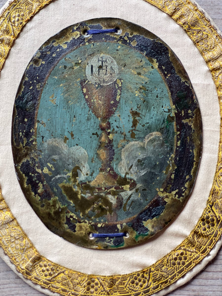 Stunning Religious Handpainted Chalice Ex Voto