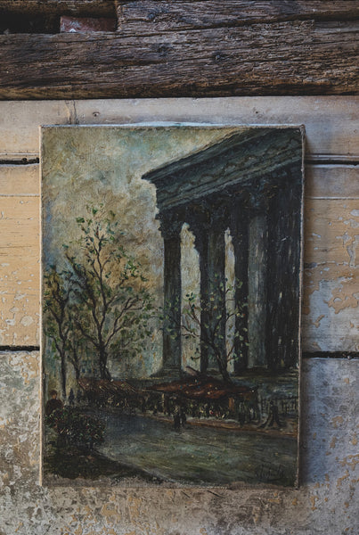 Antique Parisian Flower Market Painting