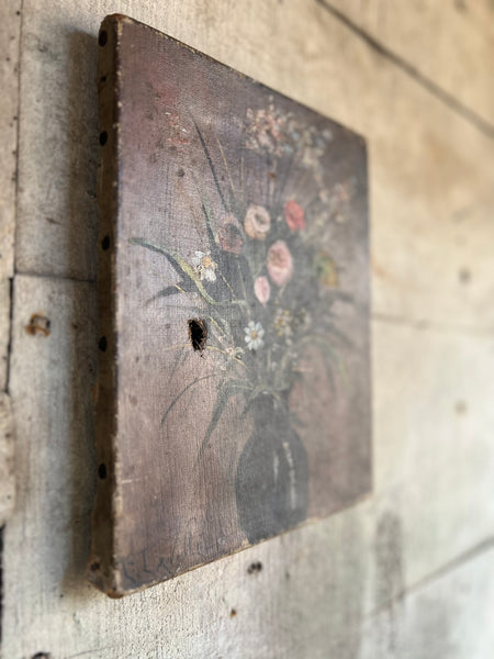 Antique Floral Oil on Canvas
