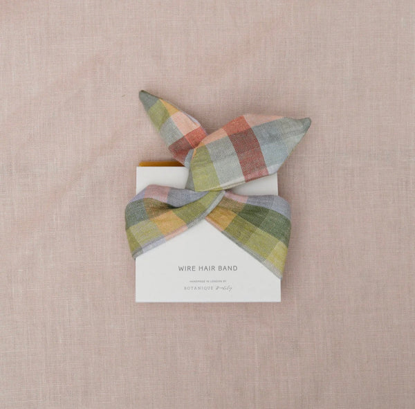 LINEN HAIR BAND | AURORA CHECK