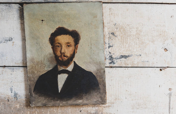 French Male Portrait Oil on Canvas