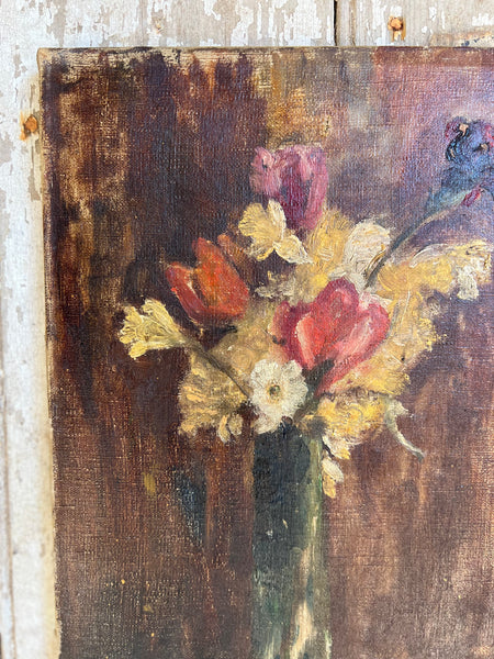 French Floral Oil on Canvas