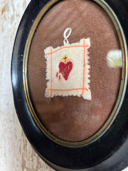 French Framed Sacred Heart Embroidery