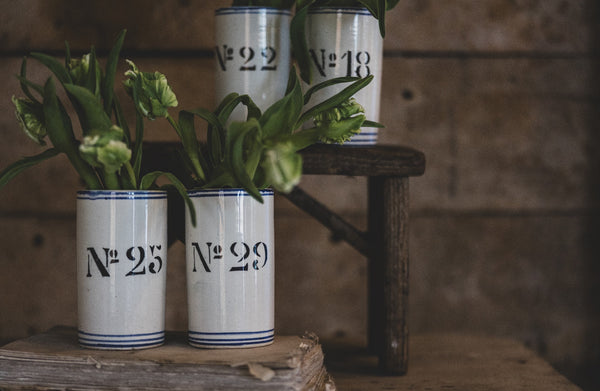 Antique Numbered Spongware Mugs