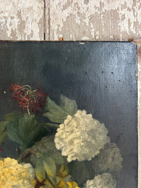 Beautiful Dark French Floral Oil on Canvas