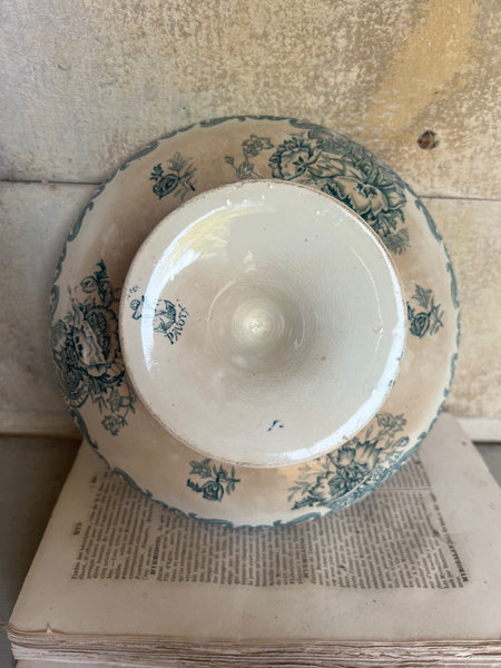 French Floral Transferware raised dish