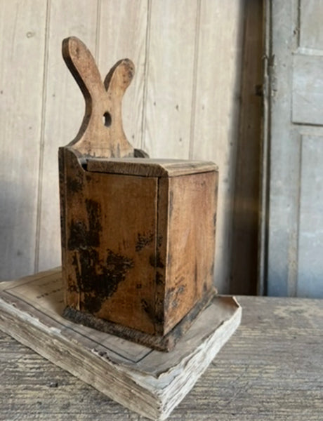 Folk art wooden salt box