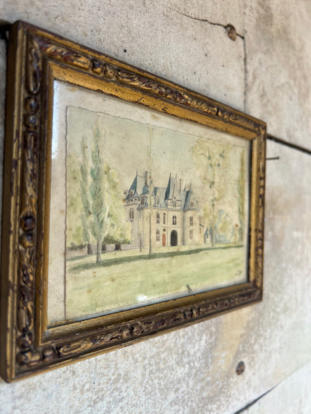 Beautiful Watercolour Chateau Painting