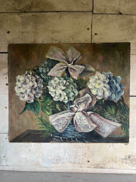 French Floral Oil on Canvas