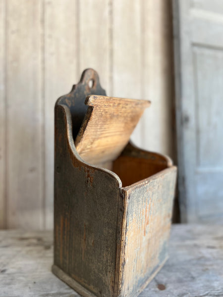 Folk art wooden salt box