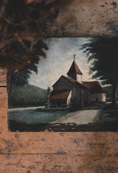 Sweet French Church Oil Painting on Canvas