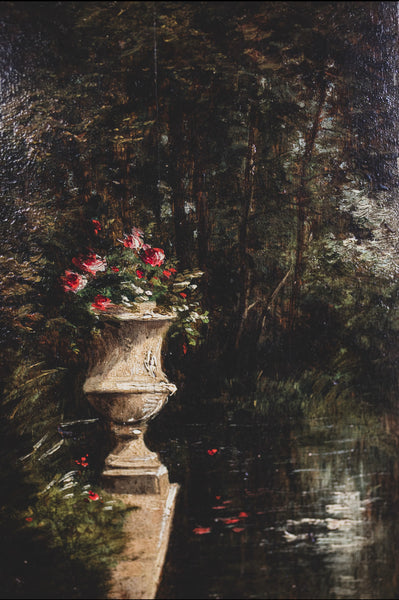 Beautiful French Floral Oil on Board 1886